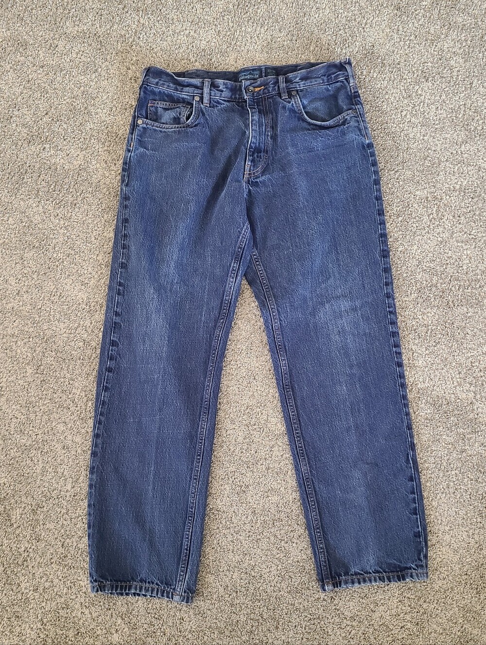 Patagonia Regular Fit Mid Rise Iron Clad Straight Leg Medium Wash Denim 33x30